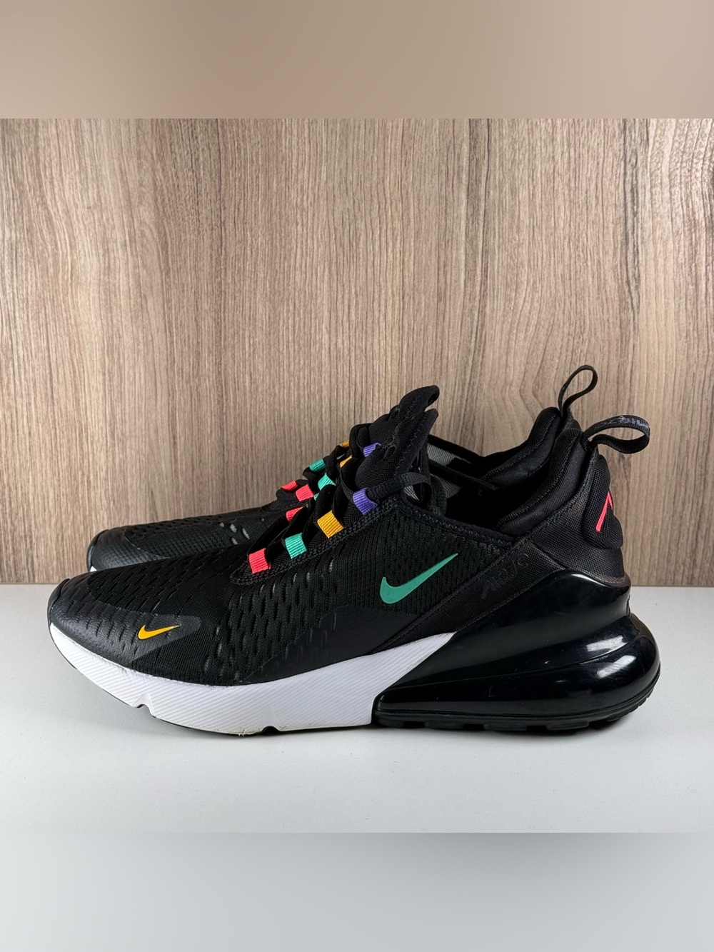 Nike Air Max 270 Game Change Black Multi Color Shoes CJ6960-001 GS 7Y / Wmns 8.5 - Picture 3 of 9